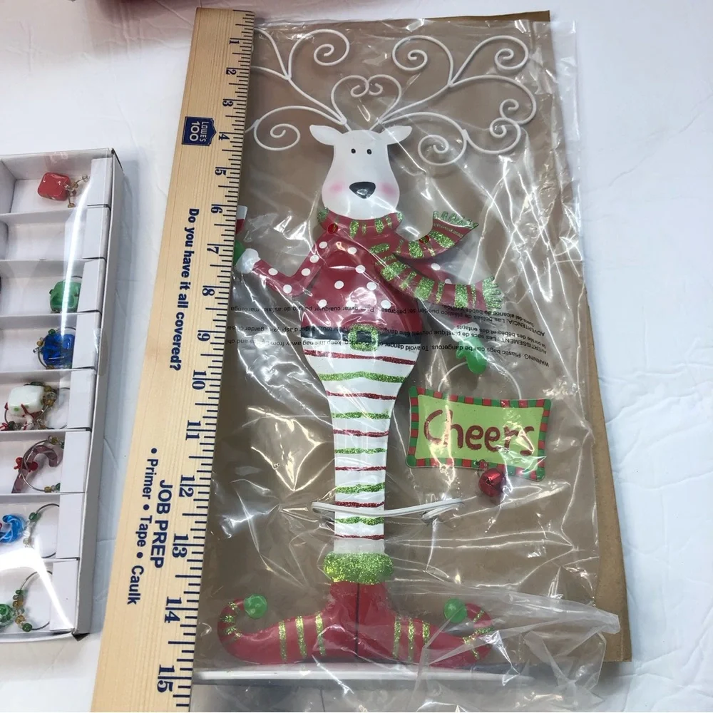 Pier One Imports Drink Charm Set Reindeer Wine 8 Charms Christmas New